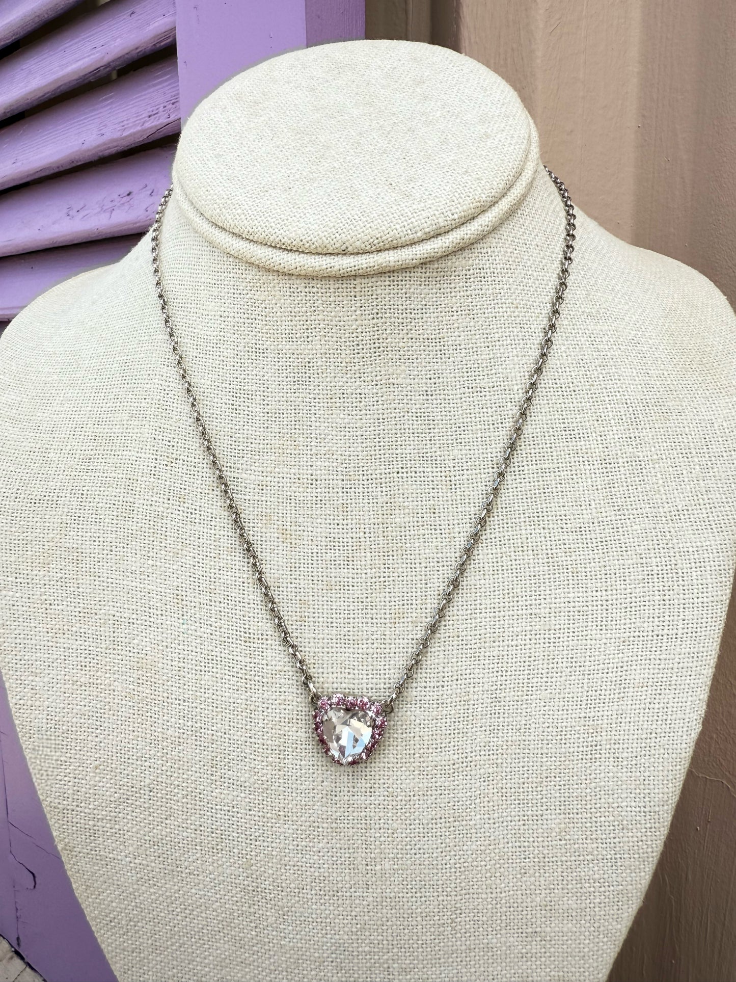 Mariana Pink and Clear Heart Pendant