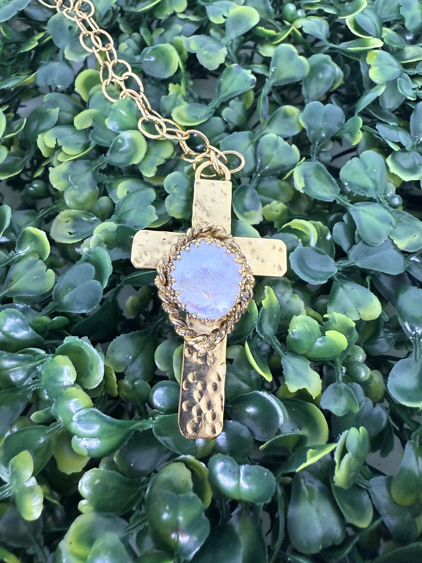 Italian Mother of Pearl Cross Necklace