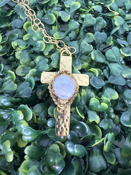 Italian Mother of Pearl Cross Necklace
