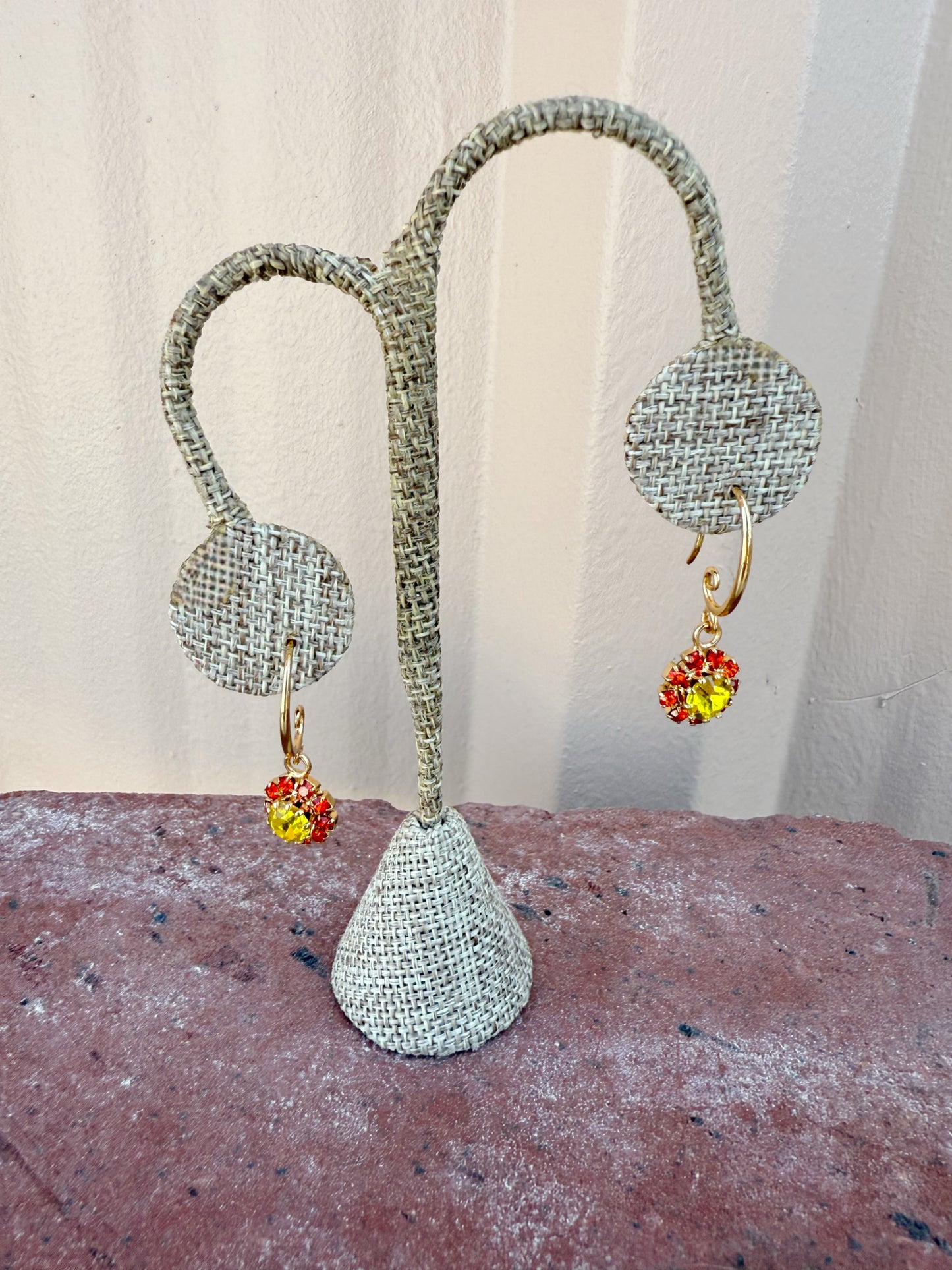 MonnaLuna Dangle Earrings-- Orange and Yellow