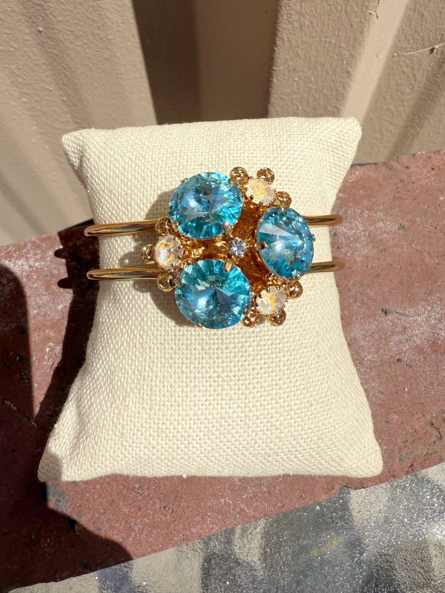 Blue and White Opal Cuff