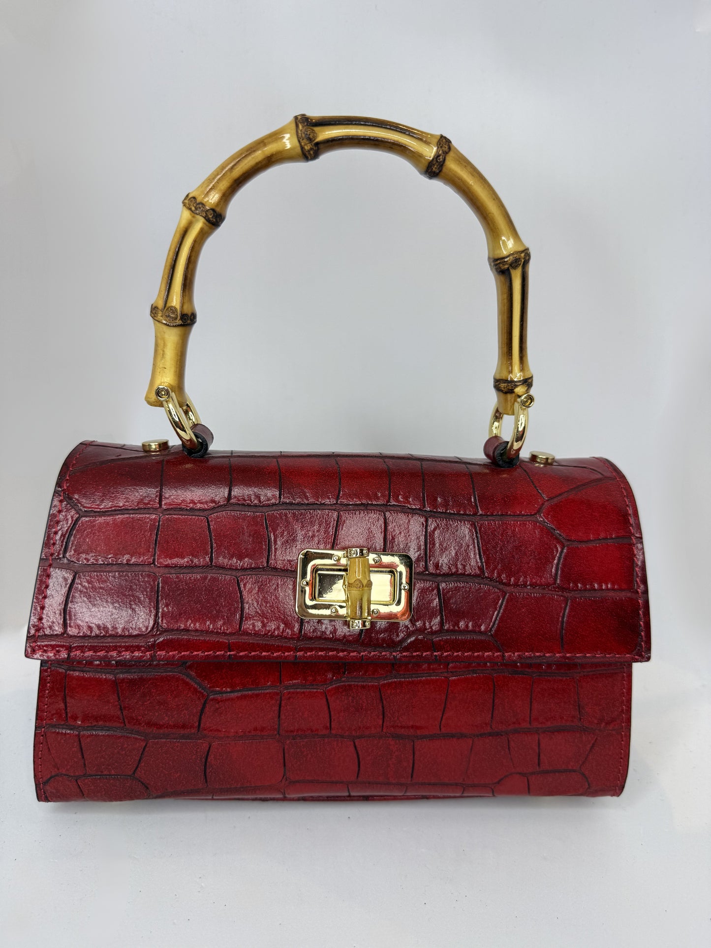 Italian Leather Bamboo Purse