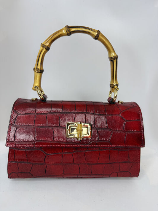 Italian Leather Bamboo Purse