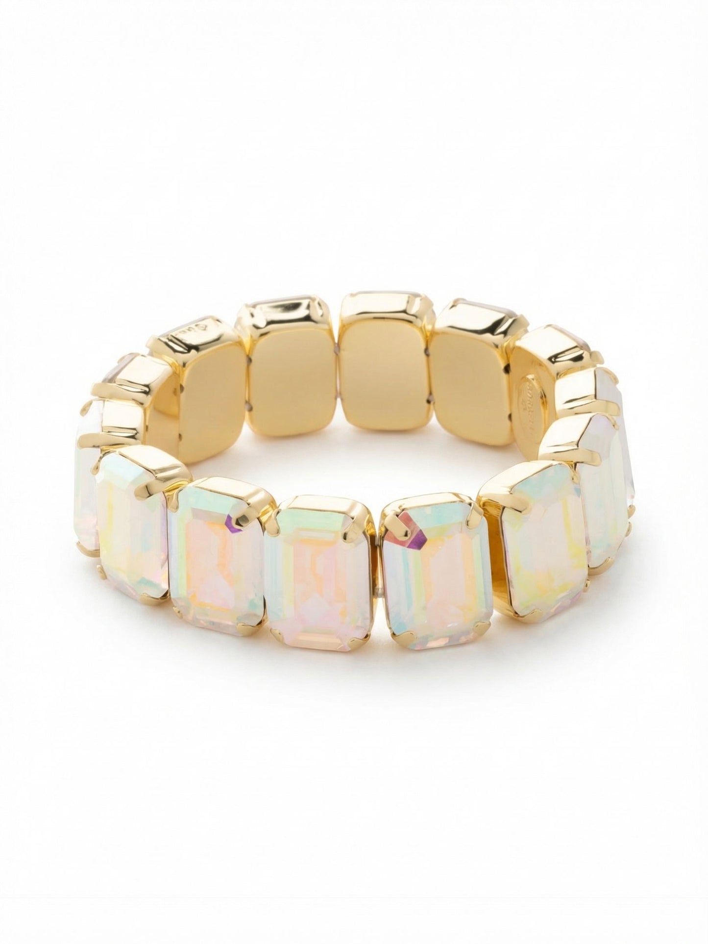 Sorrelli Crystal Aurora Borealis 8 Inch Emerald Cut Stretch Bracelet