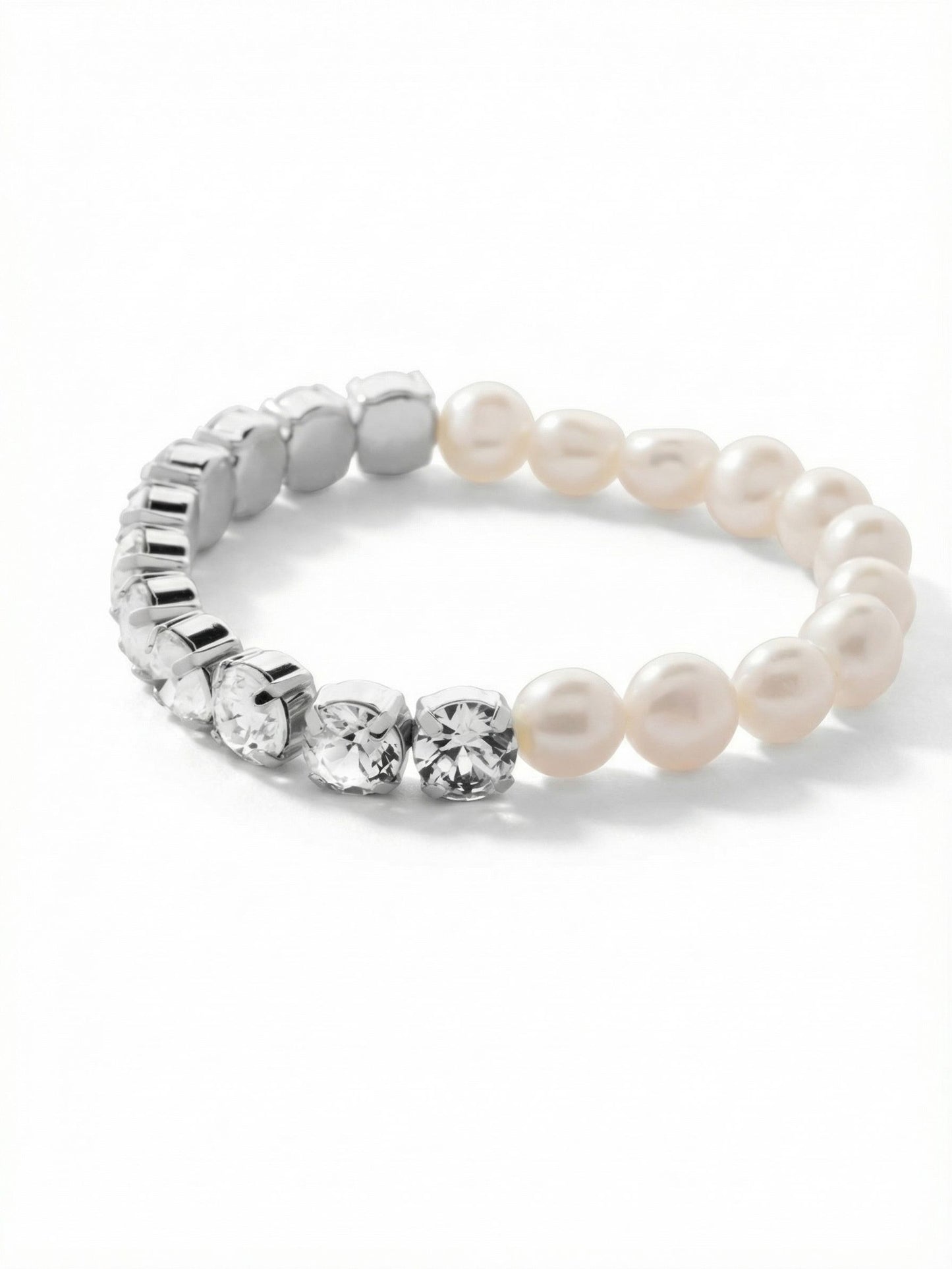 Sorrelli Modern Pearl Pearl and Crystal Stretch Bracelet