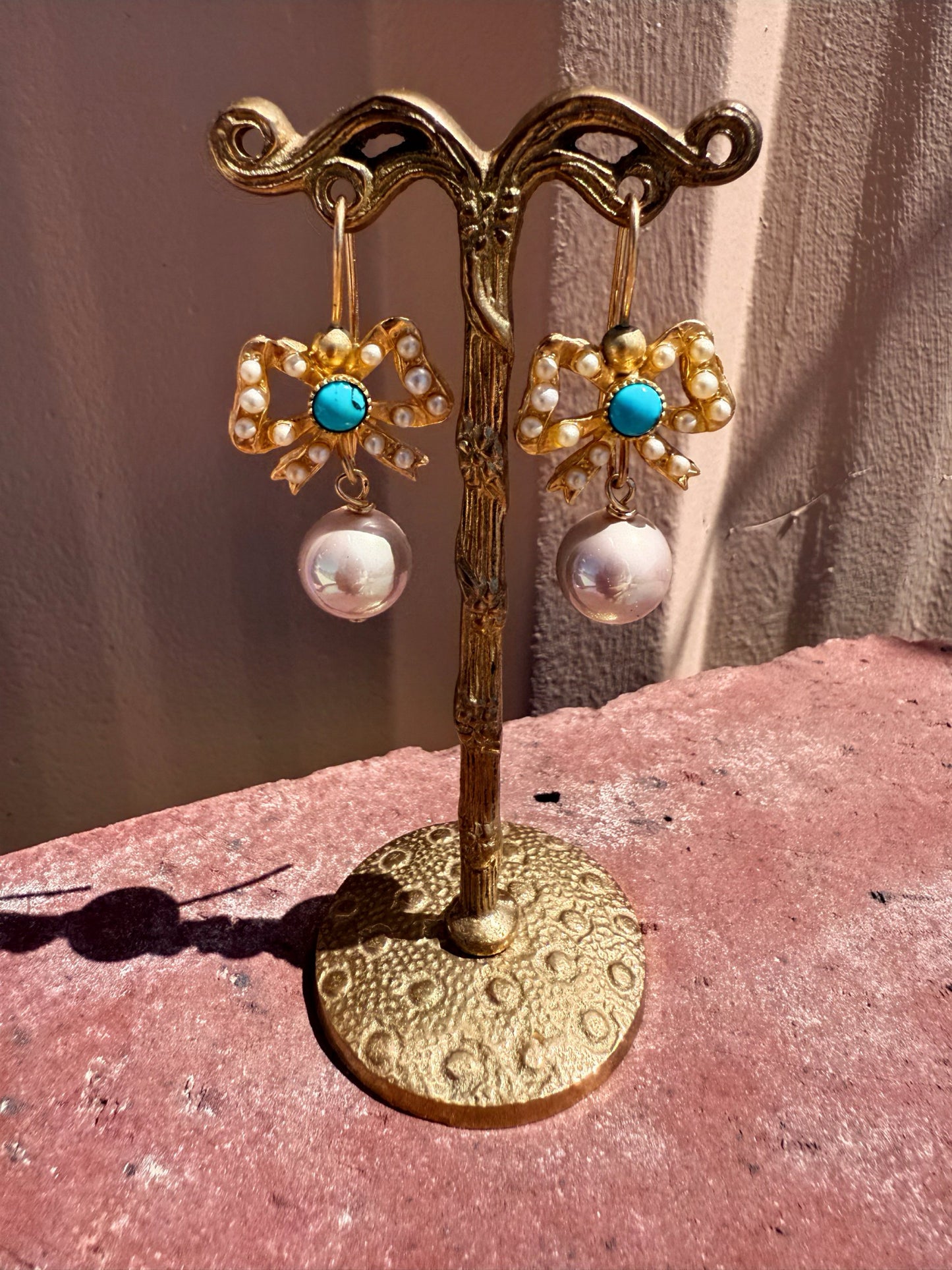Turquoise Pearl Dangle Earrings