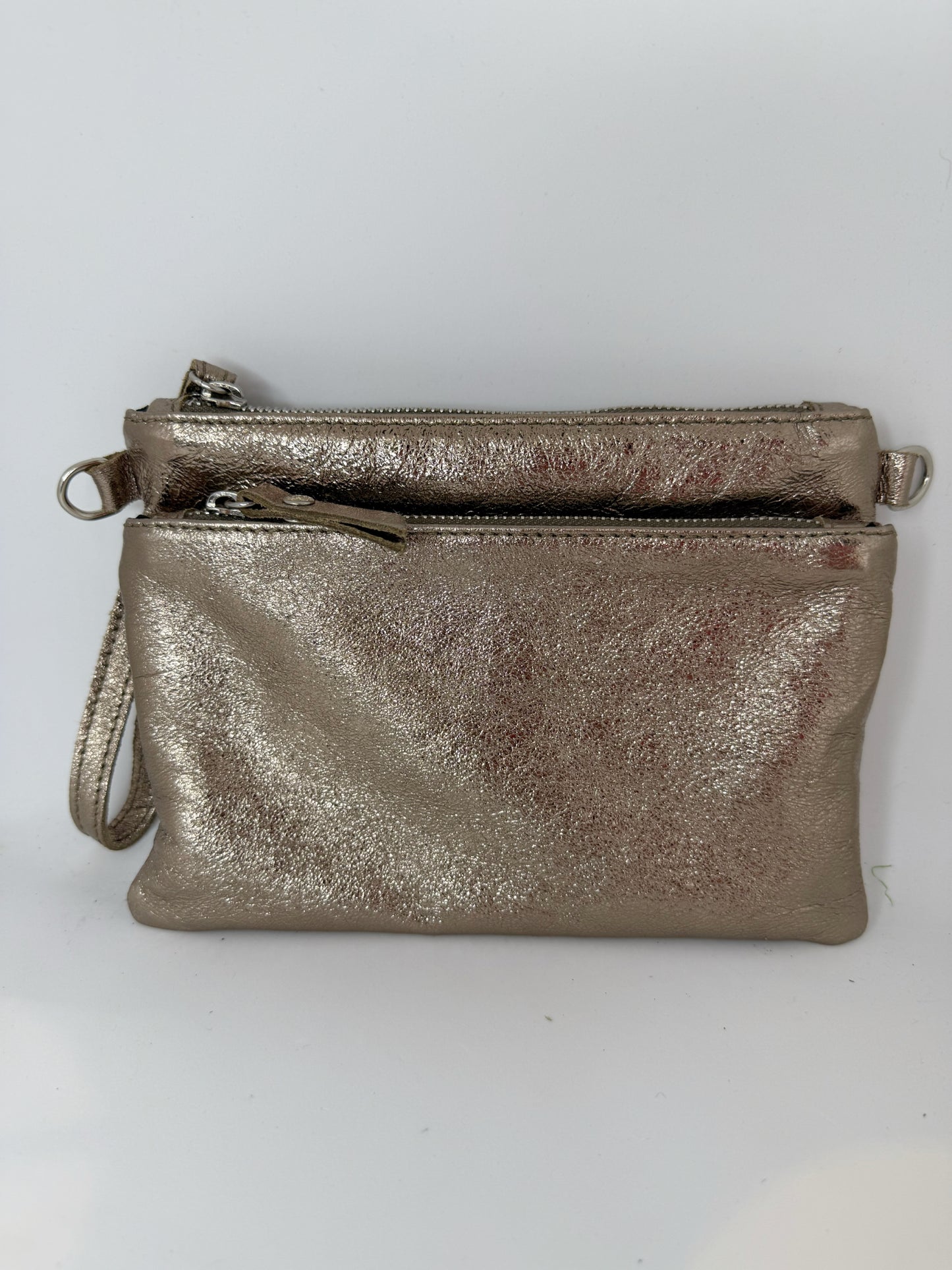 Italian Leather Double Pocket Crossbody