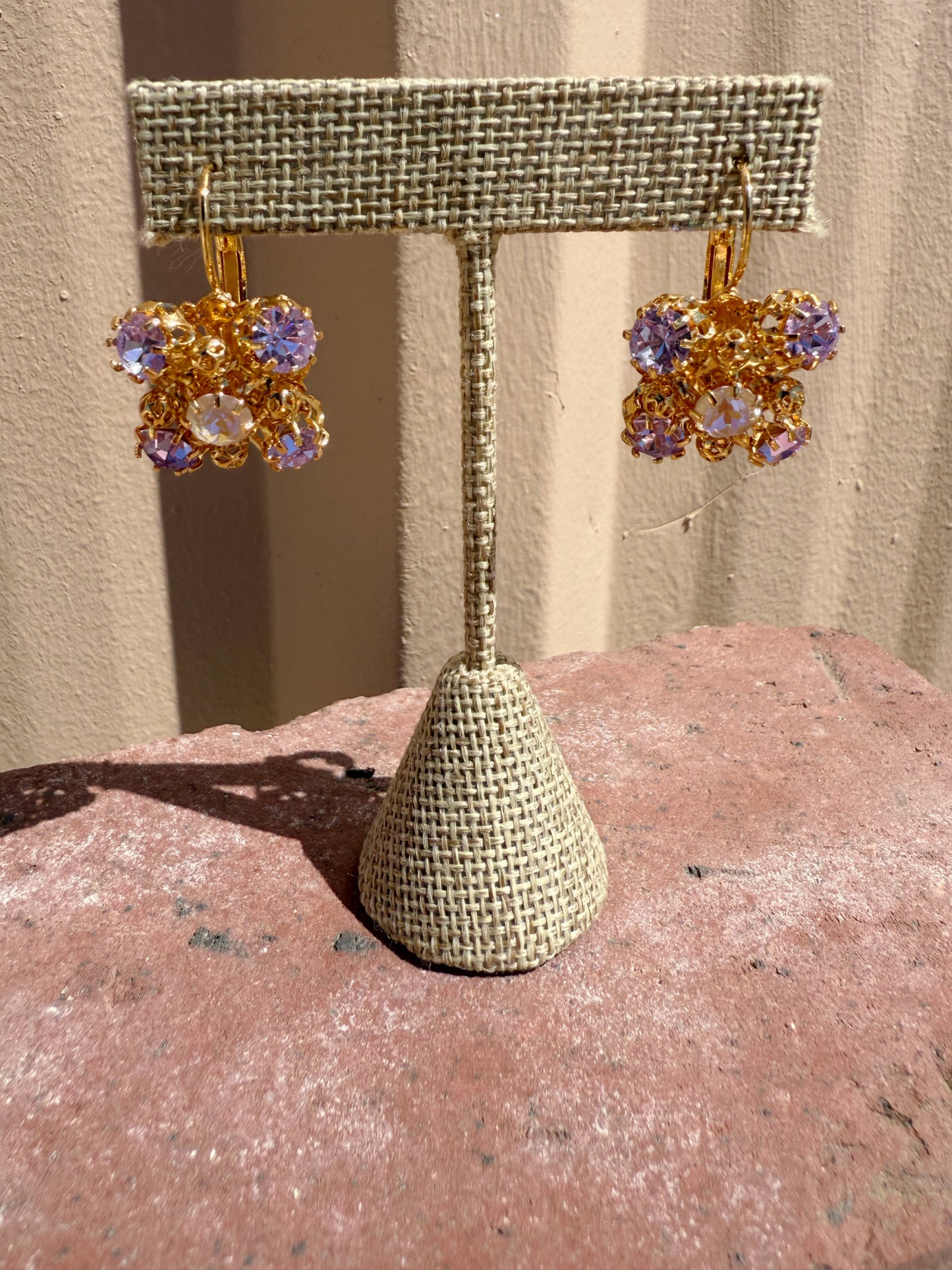 Light Purple and White Opal Dangle Earrings