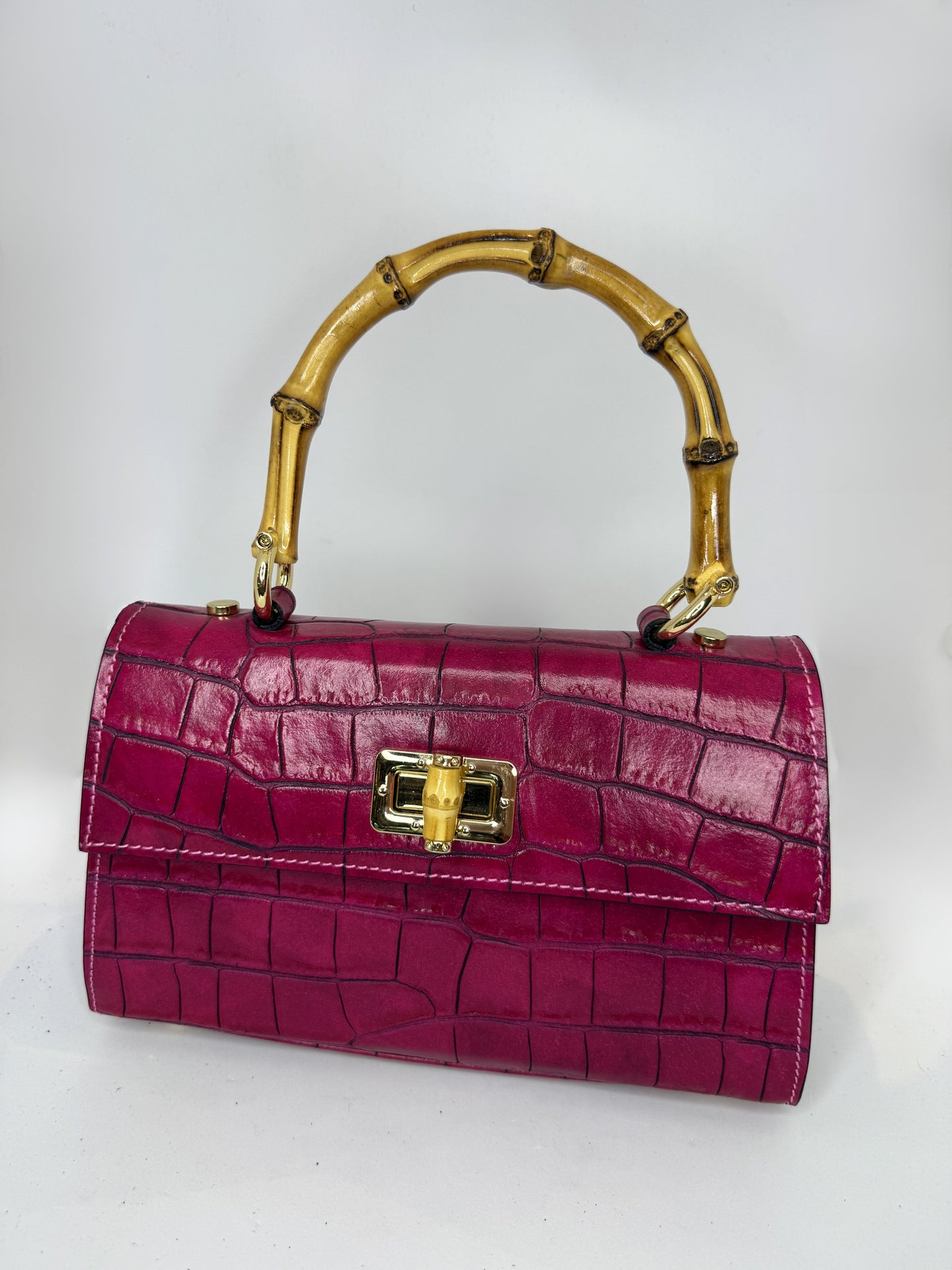 Italian Leather Bamboo Purse