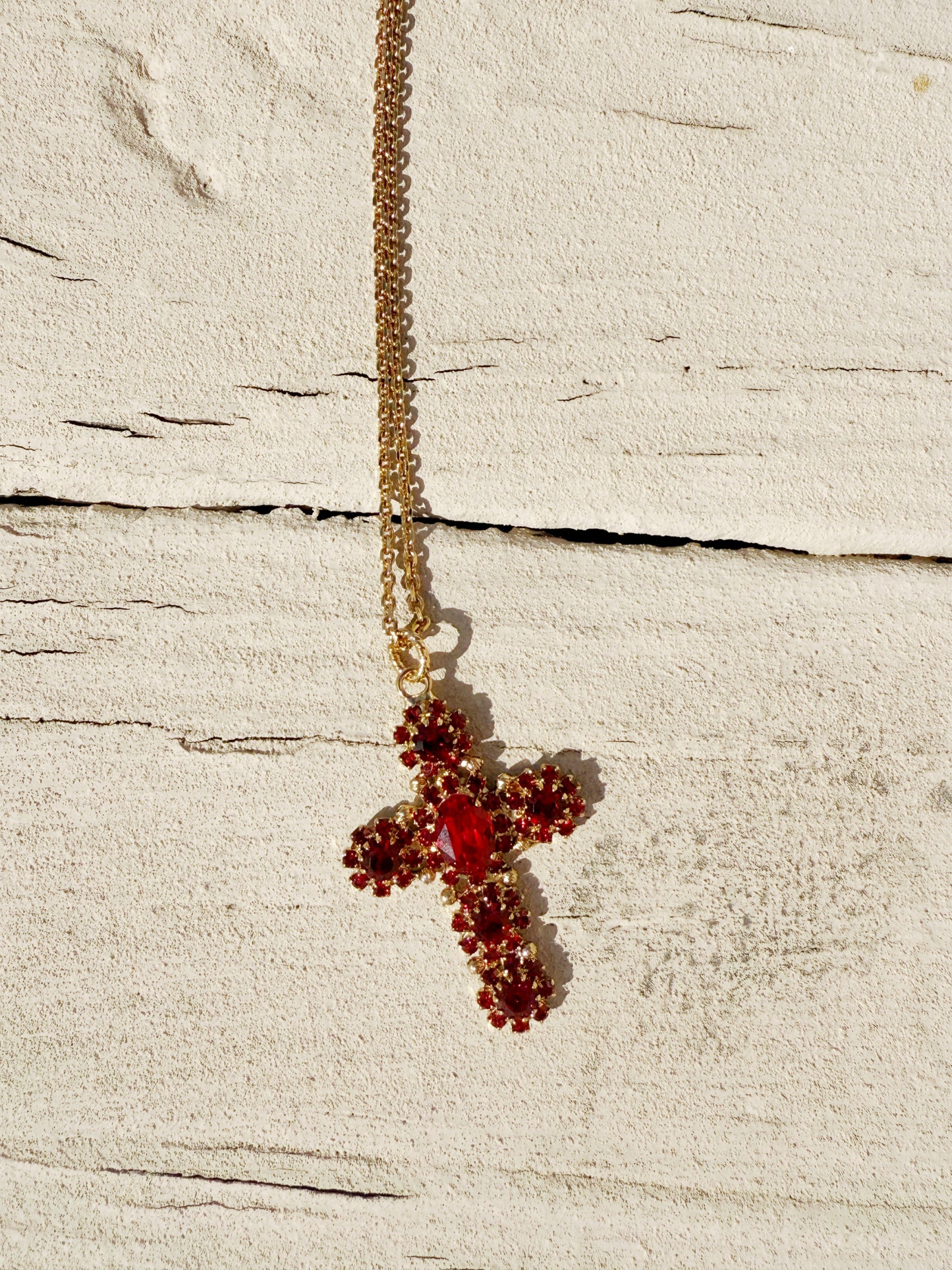 MonnaLuna Cross Necklace-- Red