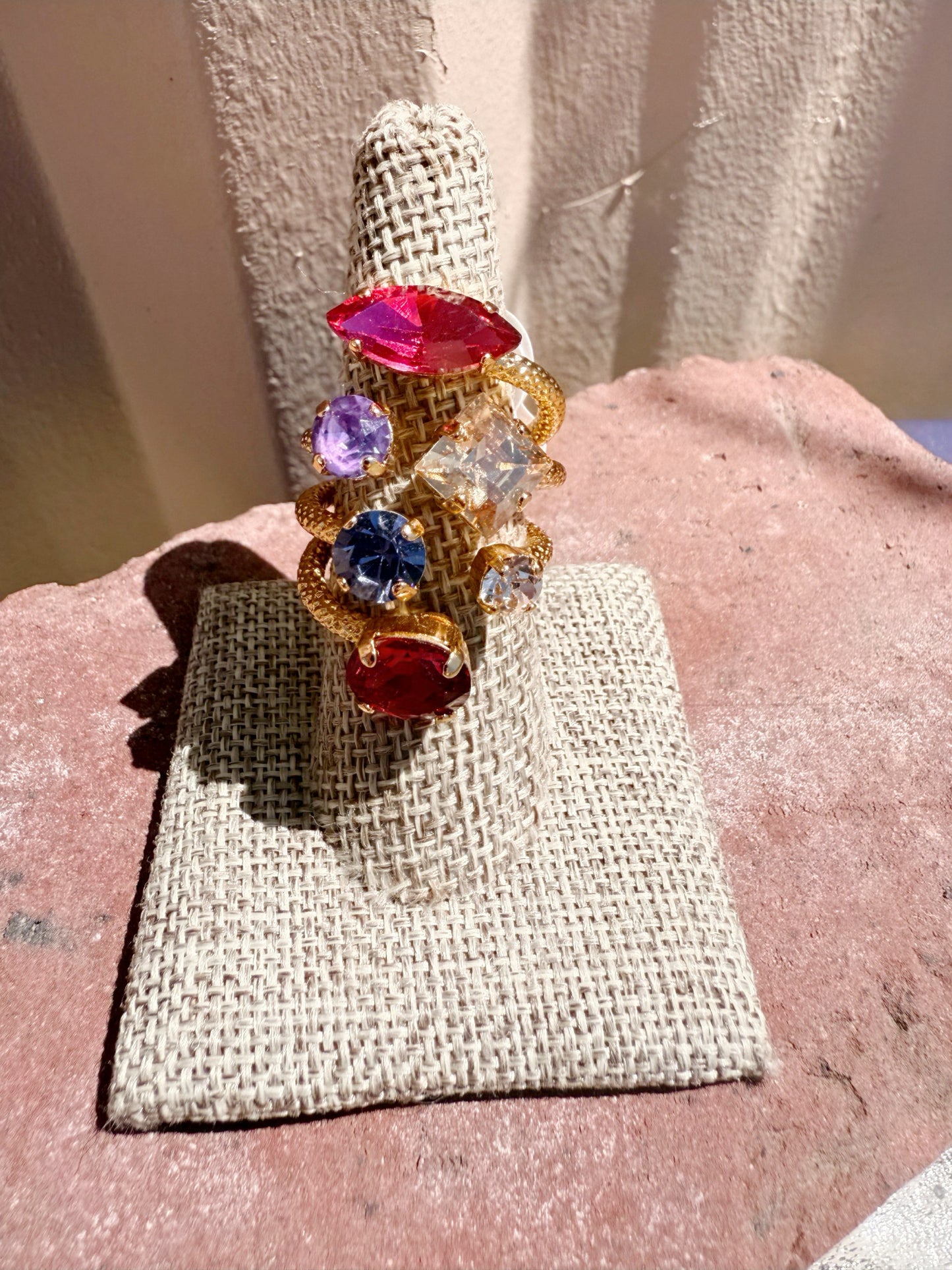 Pink and Purple Statement Stack Ring