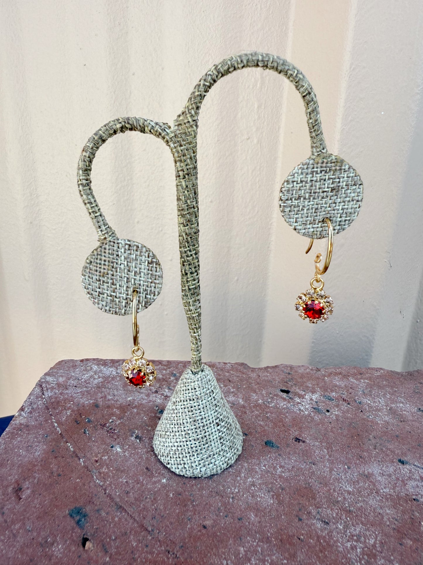 MonnaLuna Dangle Earrings-- Dark Red