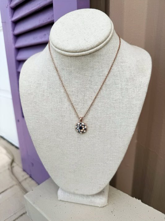 Marina Guardian Angel Pendant-- Navy and White Opal