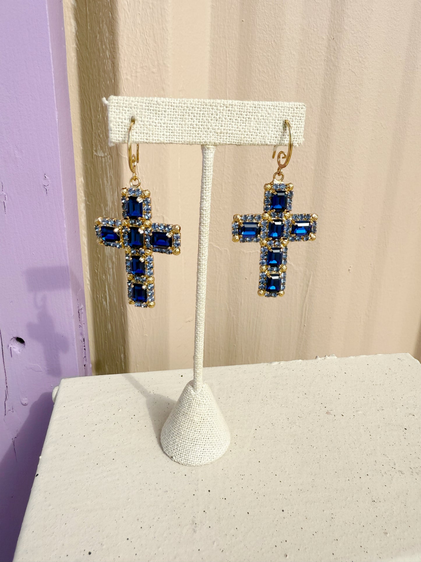 MonnaLuna Blue Cross Earrings