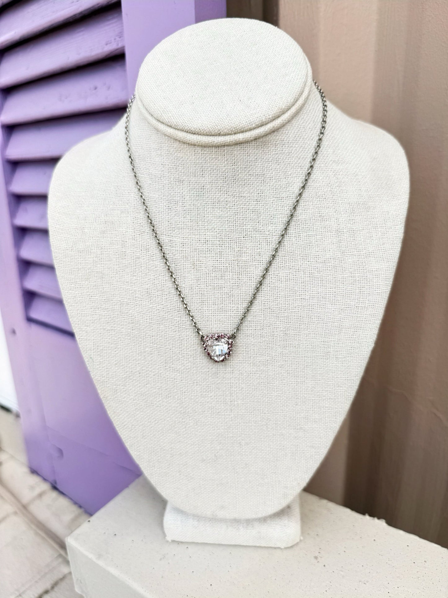 Mariana Pink and Clear Heart Pendant