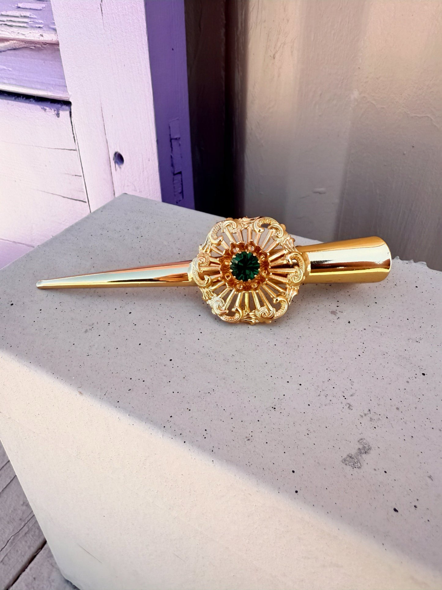 Green Stone Hair Clip