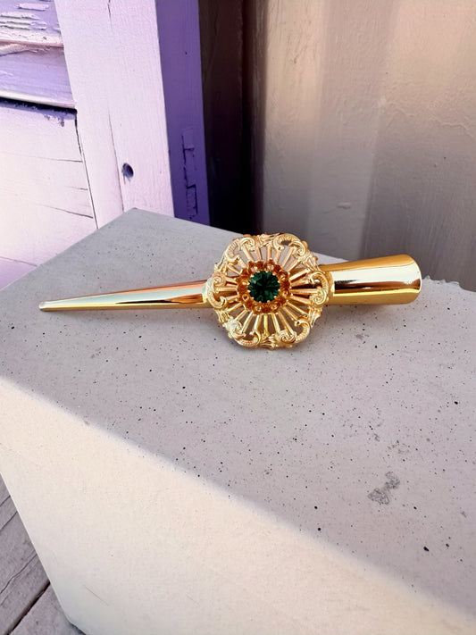 Green Stone Hair Clip