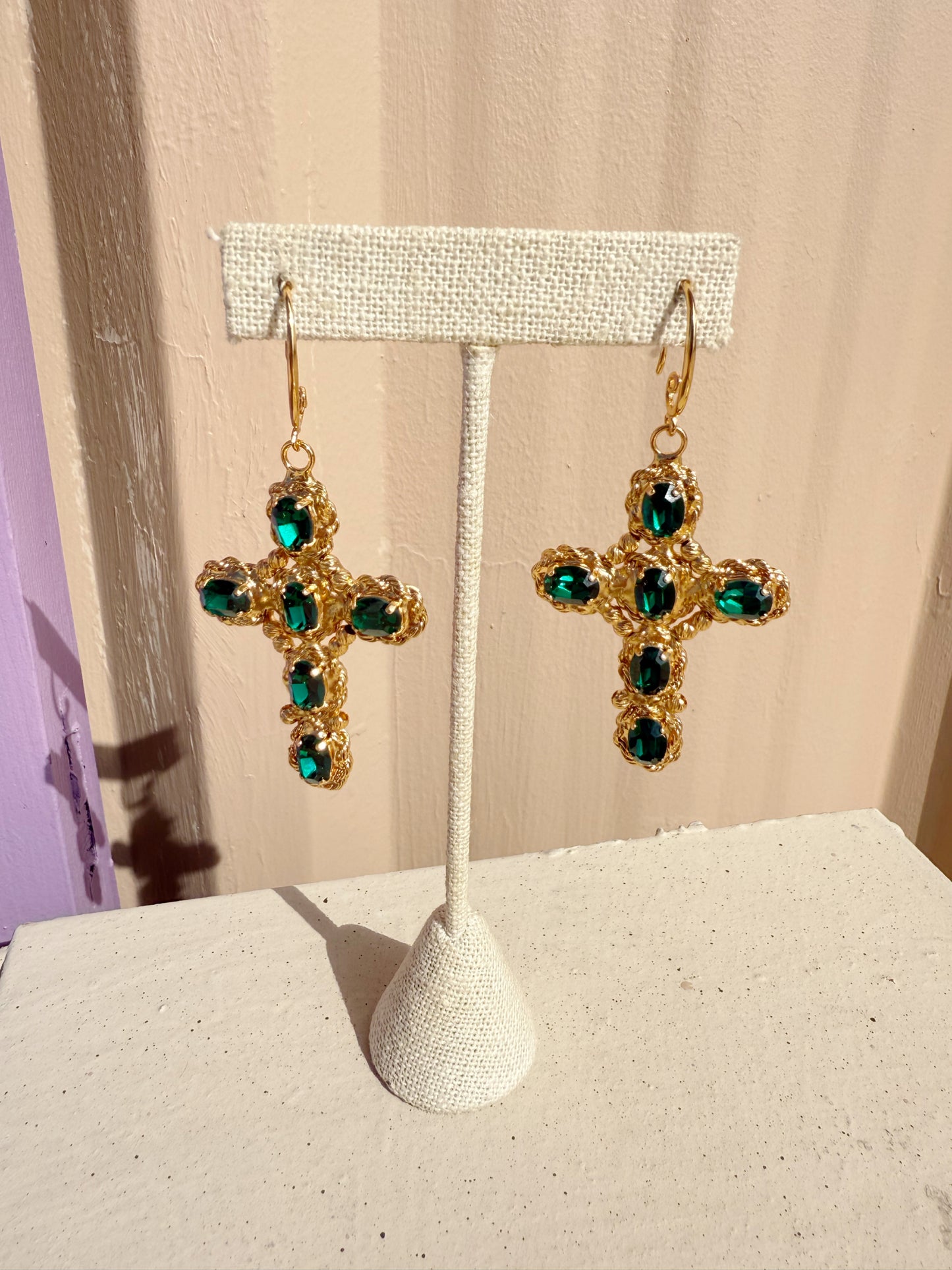 MonnaLuna Green Cross Earrings