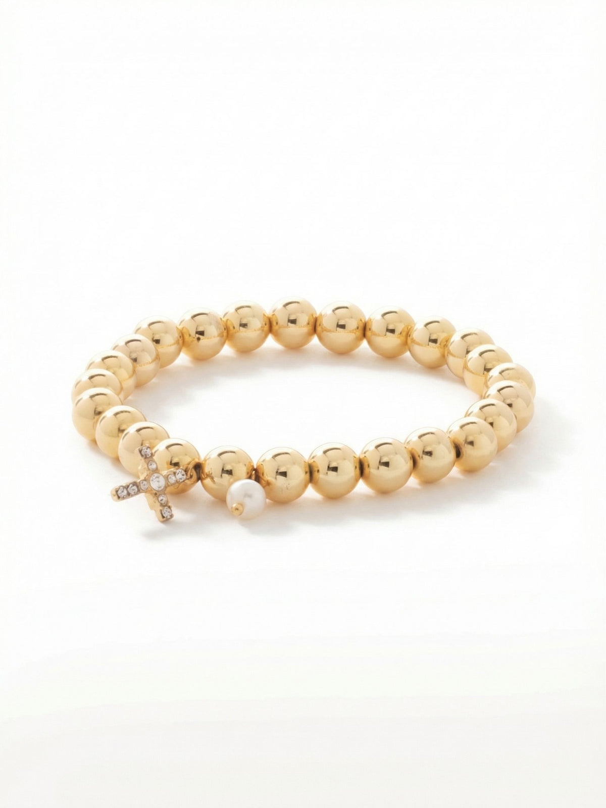 Sorrelli Crystal Cross & Pearl Zola Stretch Bracelet