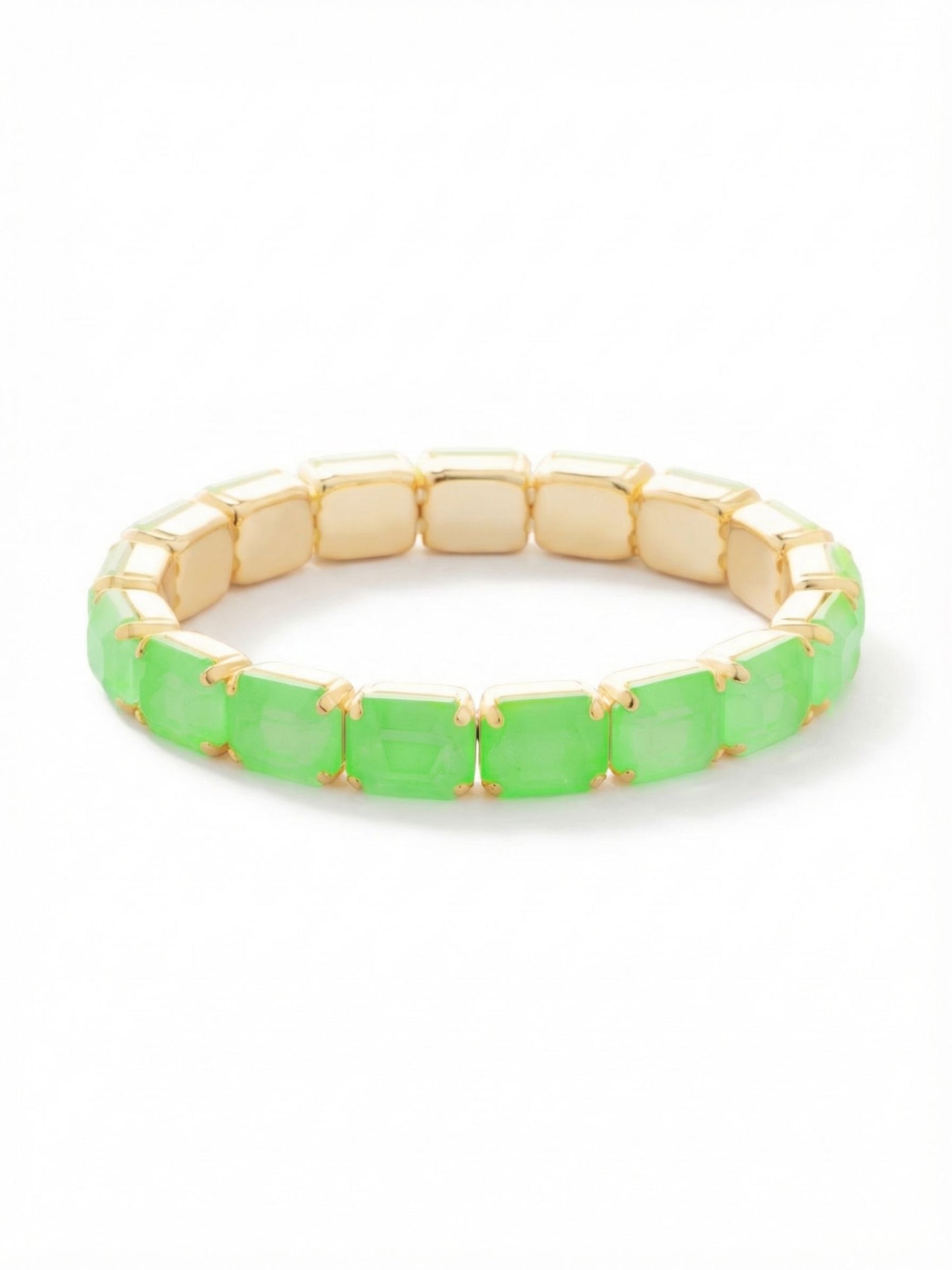 Sorrelli Electric Green 7 Inch Easton Emerald Cut Stretch Bracelet