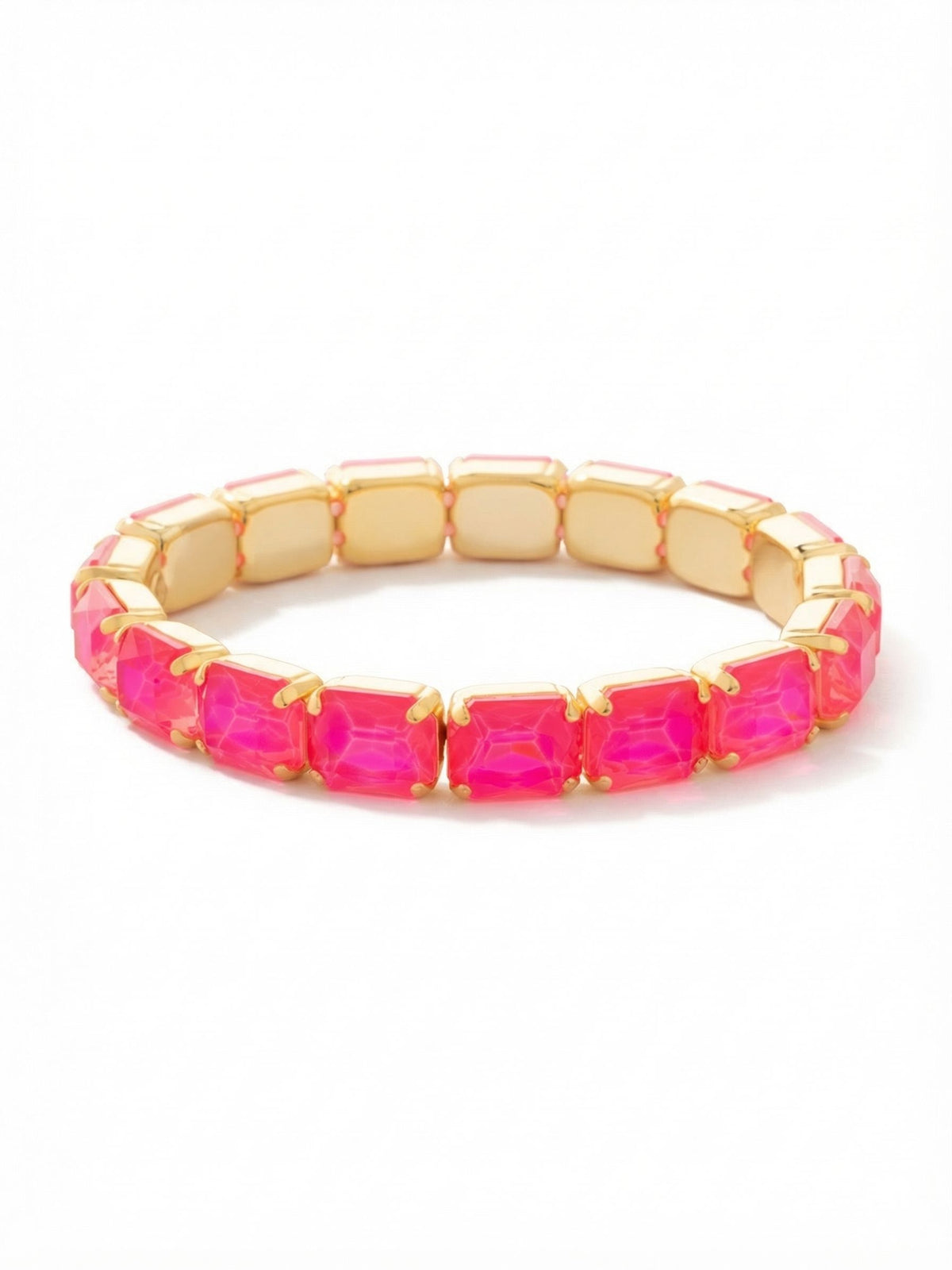 Sorrelli Electric Pink 7 Inch Easton Emerald Cut Stretch Bracelet