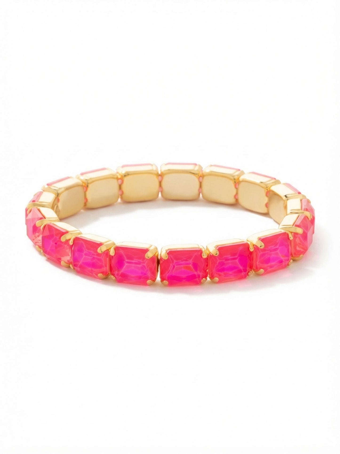 Sorrelli Electric Pink 7 Inch Easton Emerald Cut Stretch Bracelet