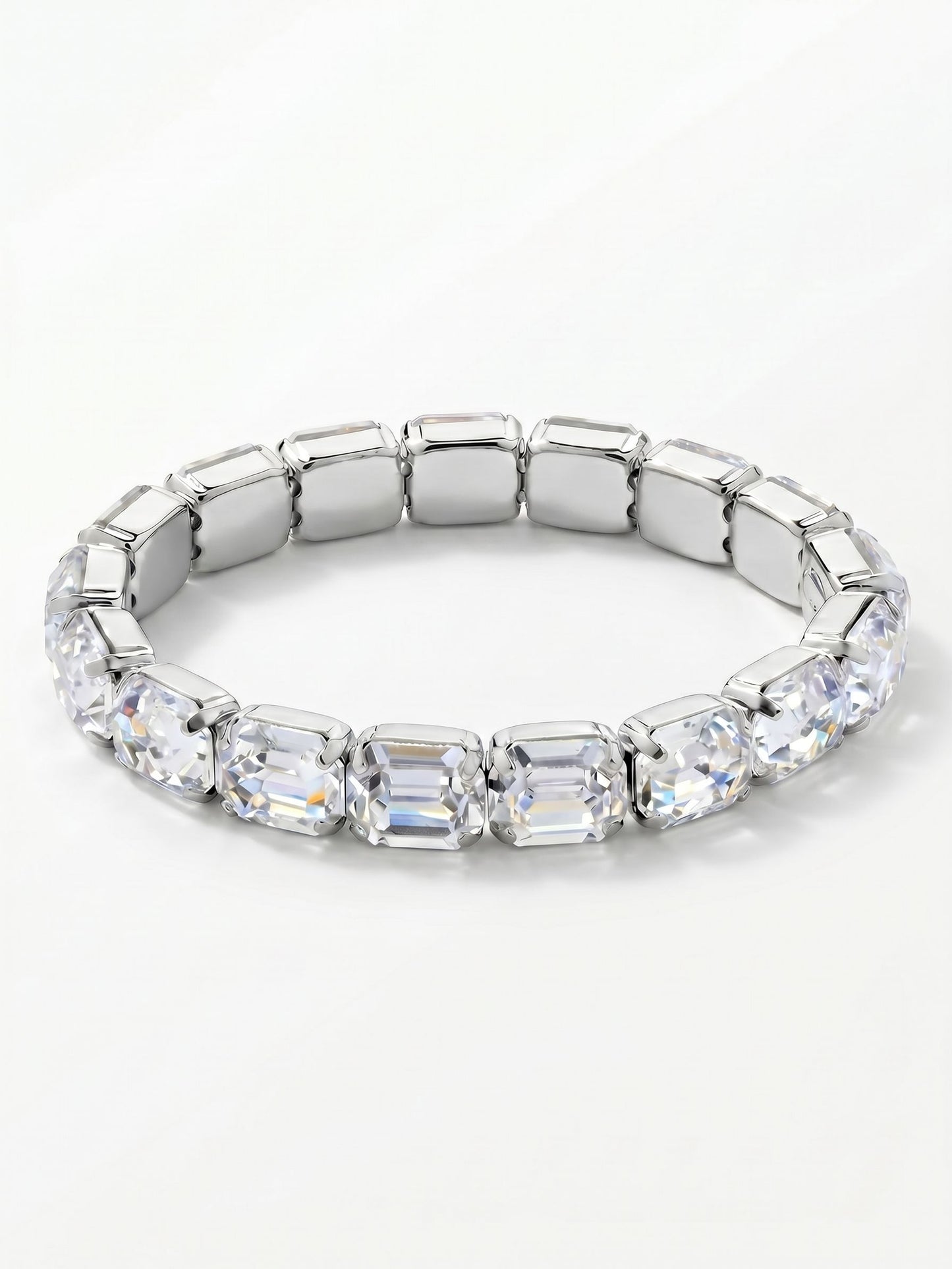 Sorrelli Crystal 7 Inch Easton Emerald Cut Stretch Bracelet
