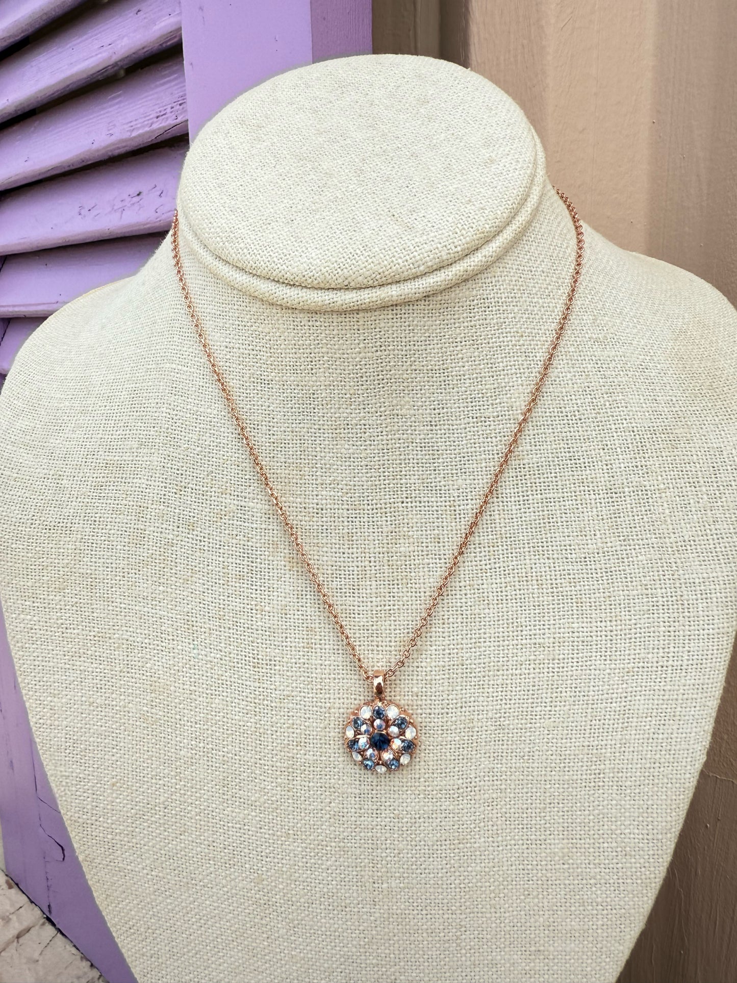 Marina Guardian Angel Pendant-- Navy and White Opal