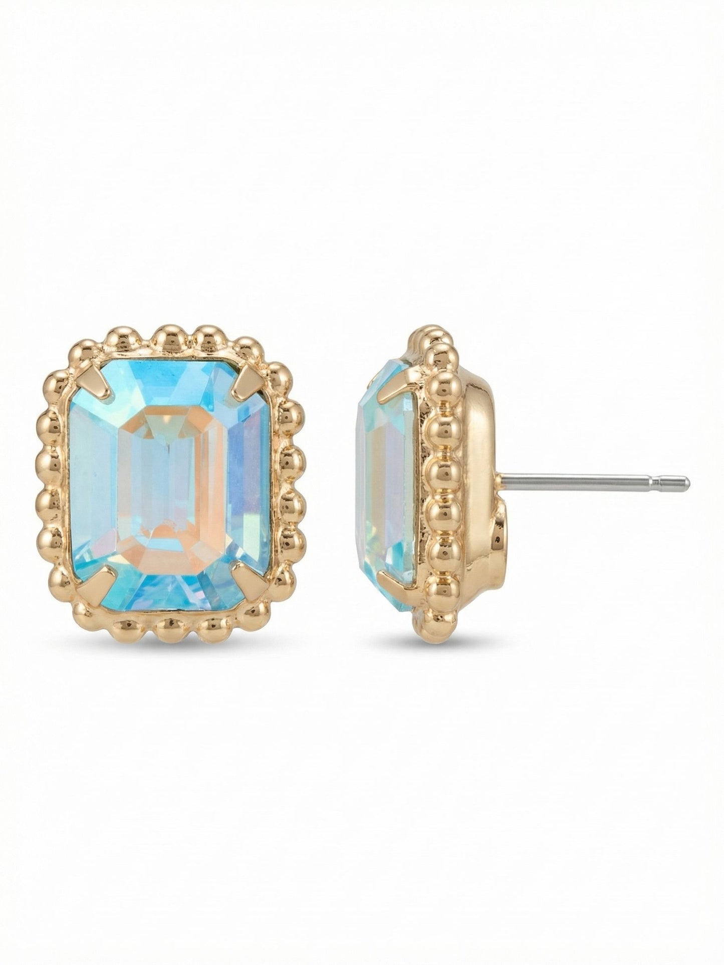 Sorrelli Aqua Aurora Borealis Octavia Scalloped Stud Earrings