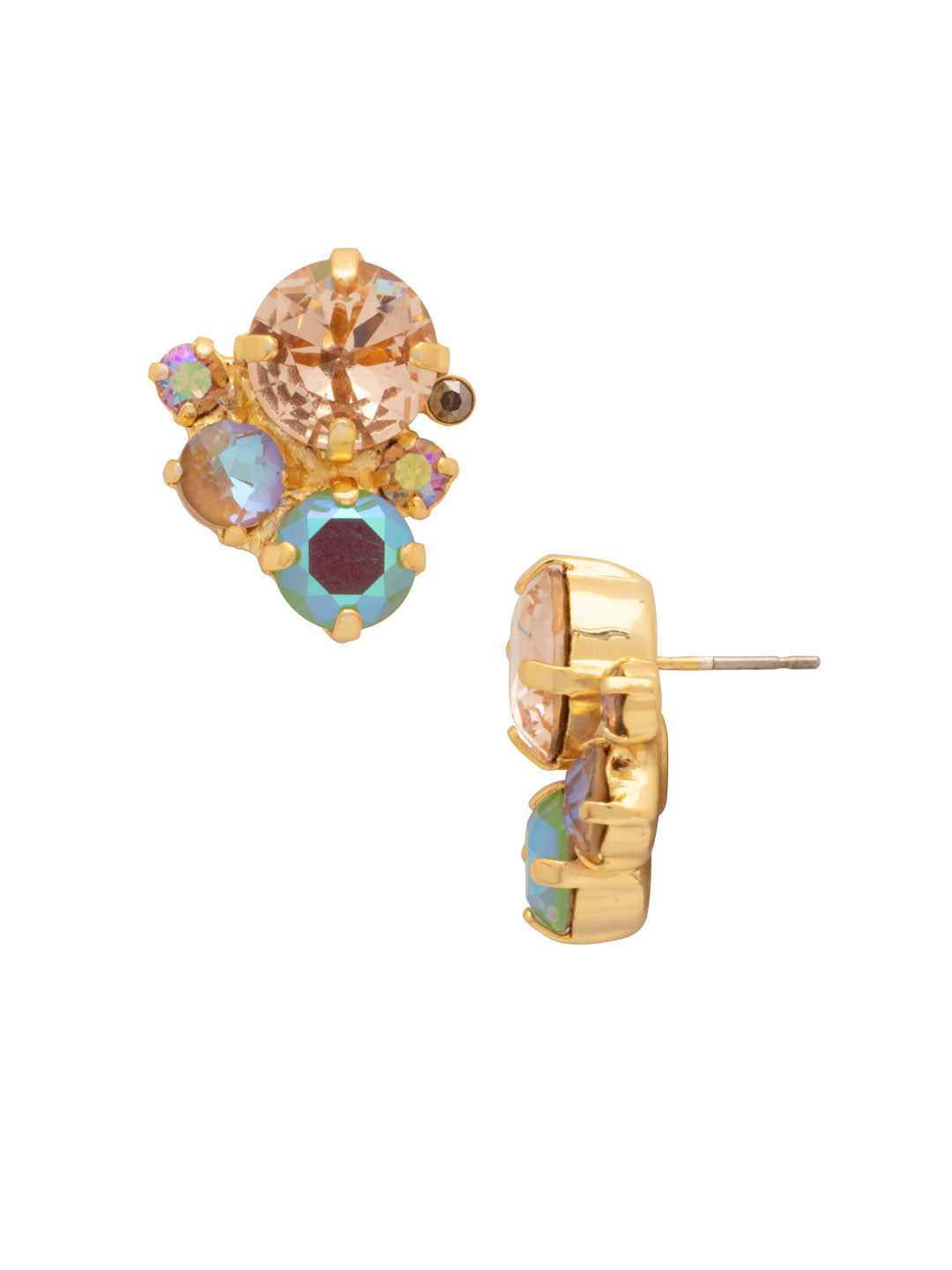 Sorrelli Chai Latte Crystal Assorted Rounds Stud Earrings