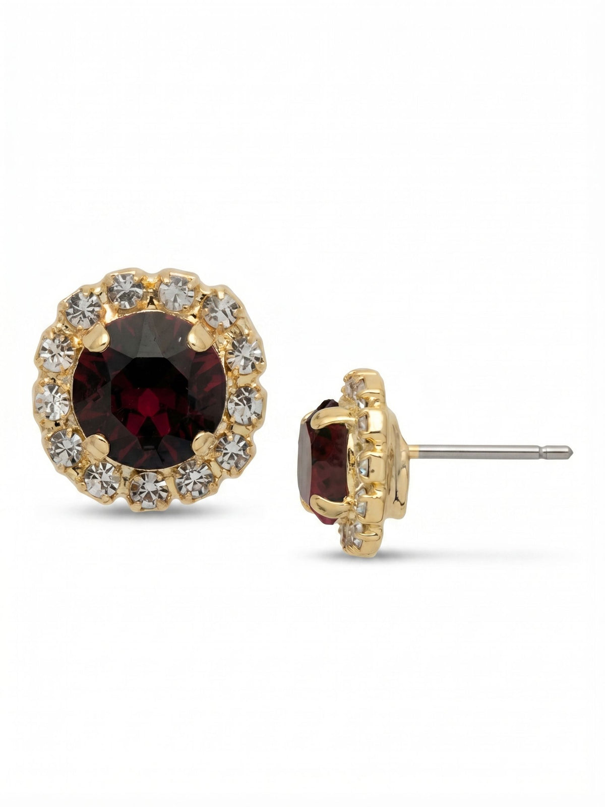 Sorrelli Burgundy Haute Halo Stud Earring