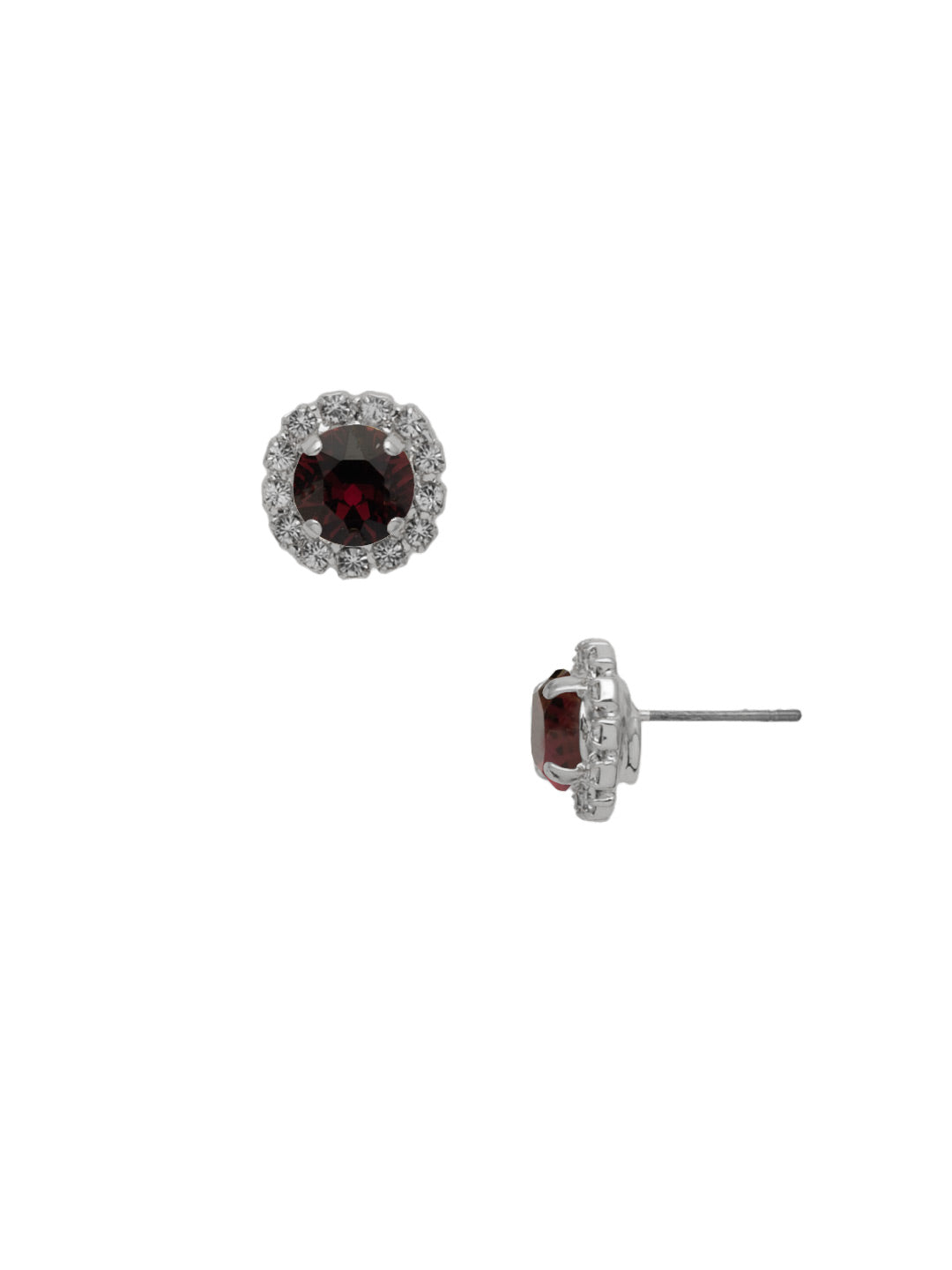 Sorrelli Burgundy Haute Halo Stud Earring