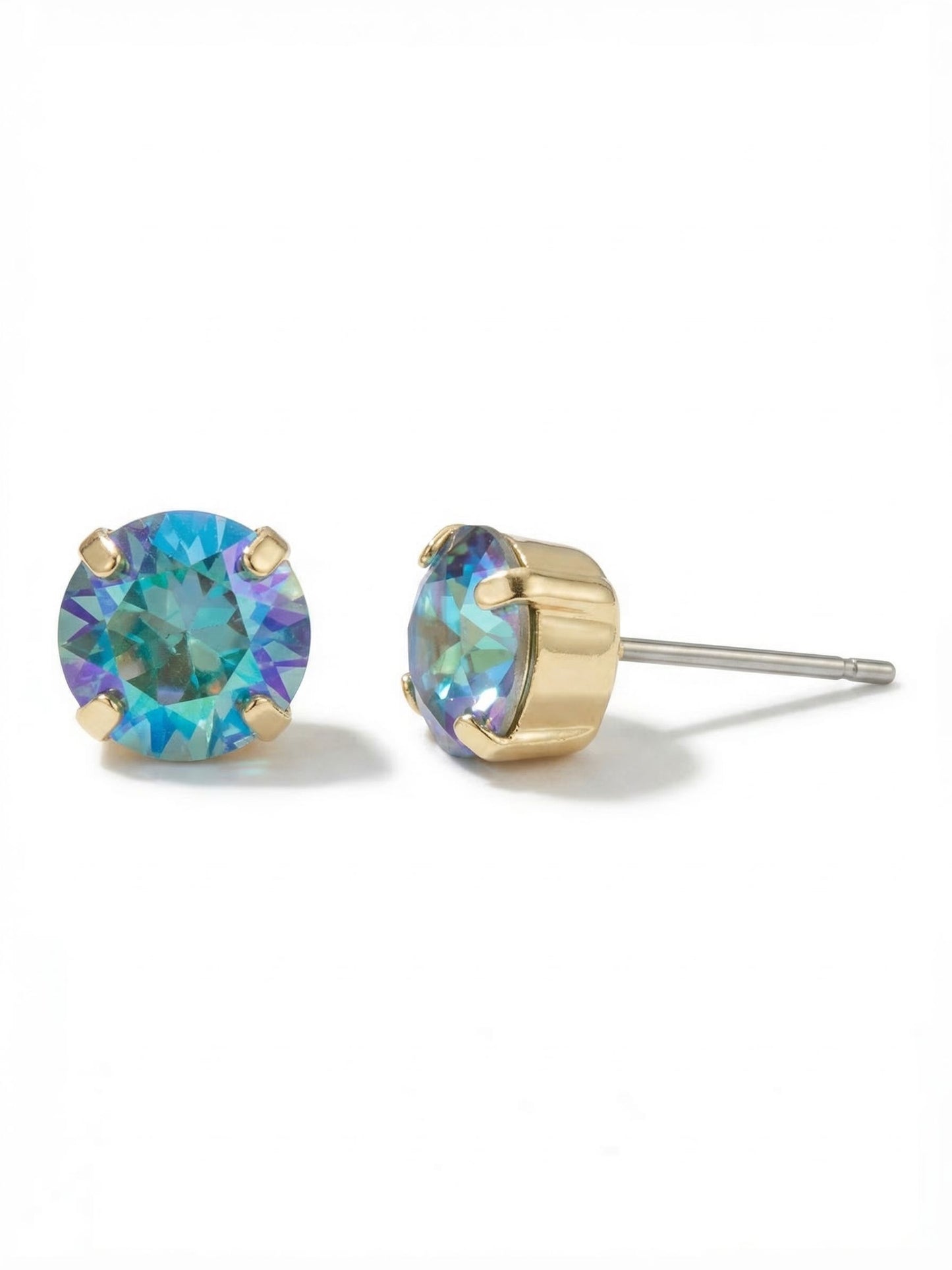 Sorrelli Aqua Aurora Borealis Simple Stud Earrings