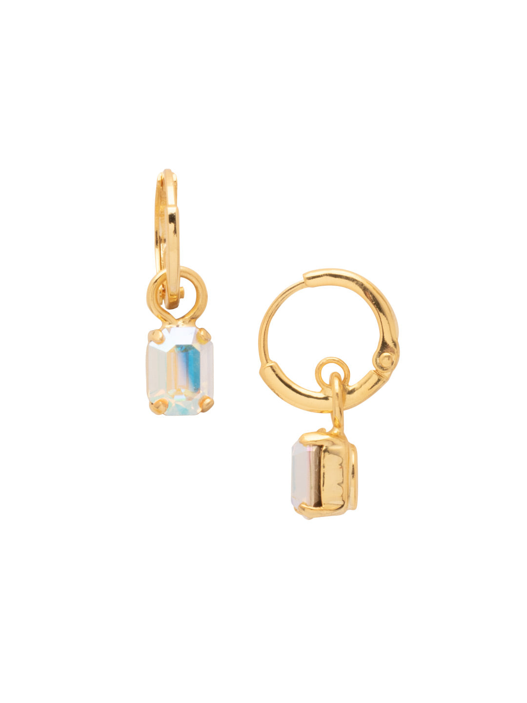 Sorrelli Crystal Aurora Borealis Mini Emerald Huggie Hoop Earrings