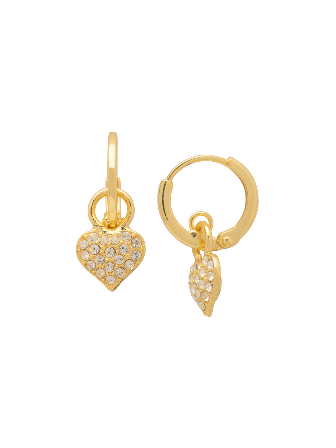 Sorrelli Crystal Mini Pave Heart Huggie Hoop Earrings