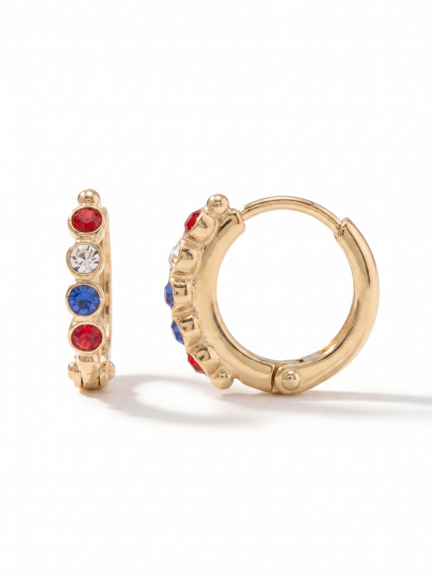 Sorrelli Stars and Stripes Mini Embellished Huggie Hoop Earrings