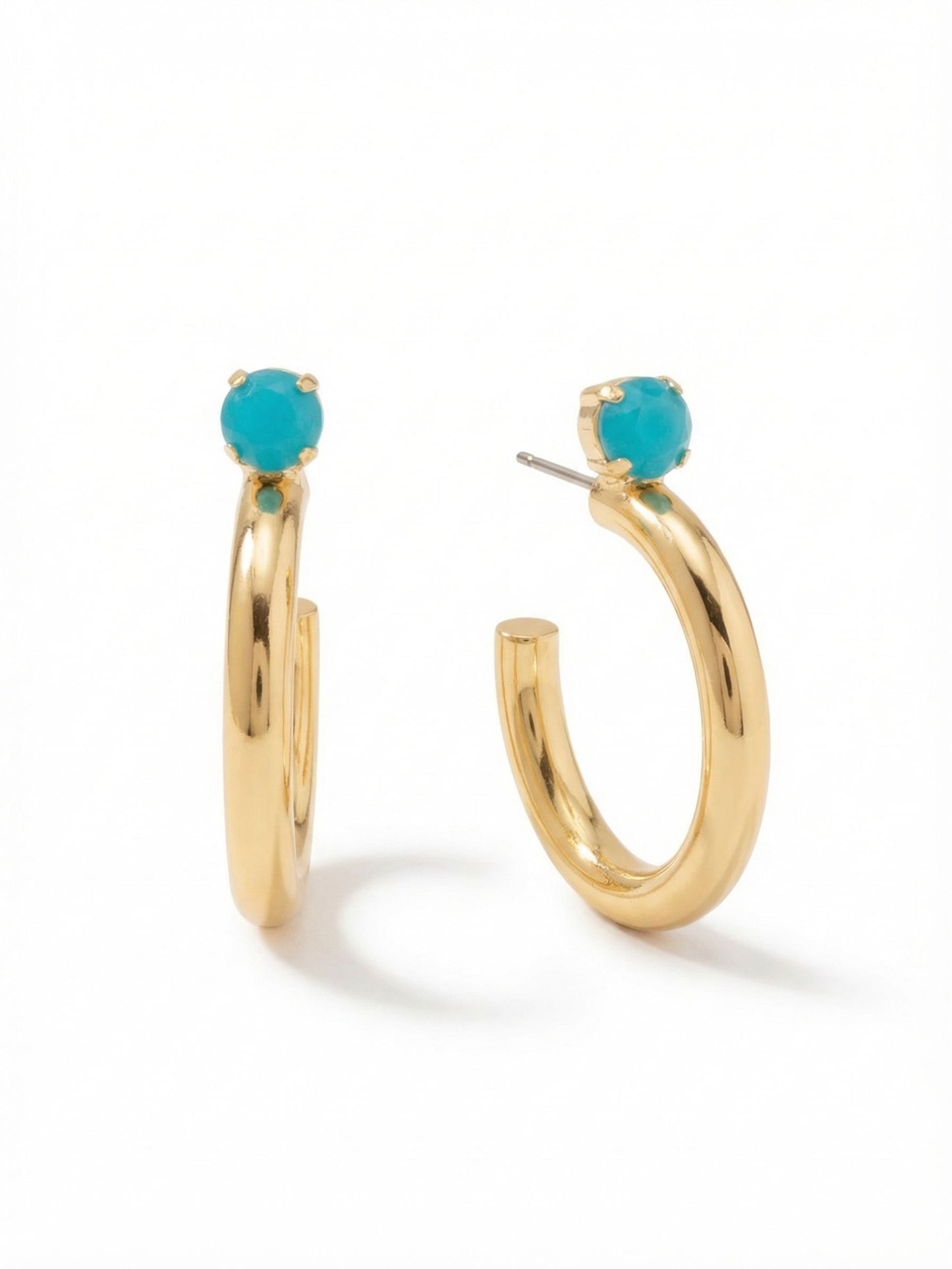 Sorrelli Caribbean Blue Opal Keeley Studded Hoop Earrings