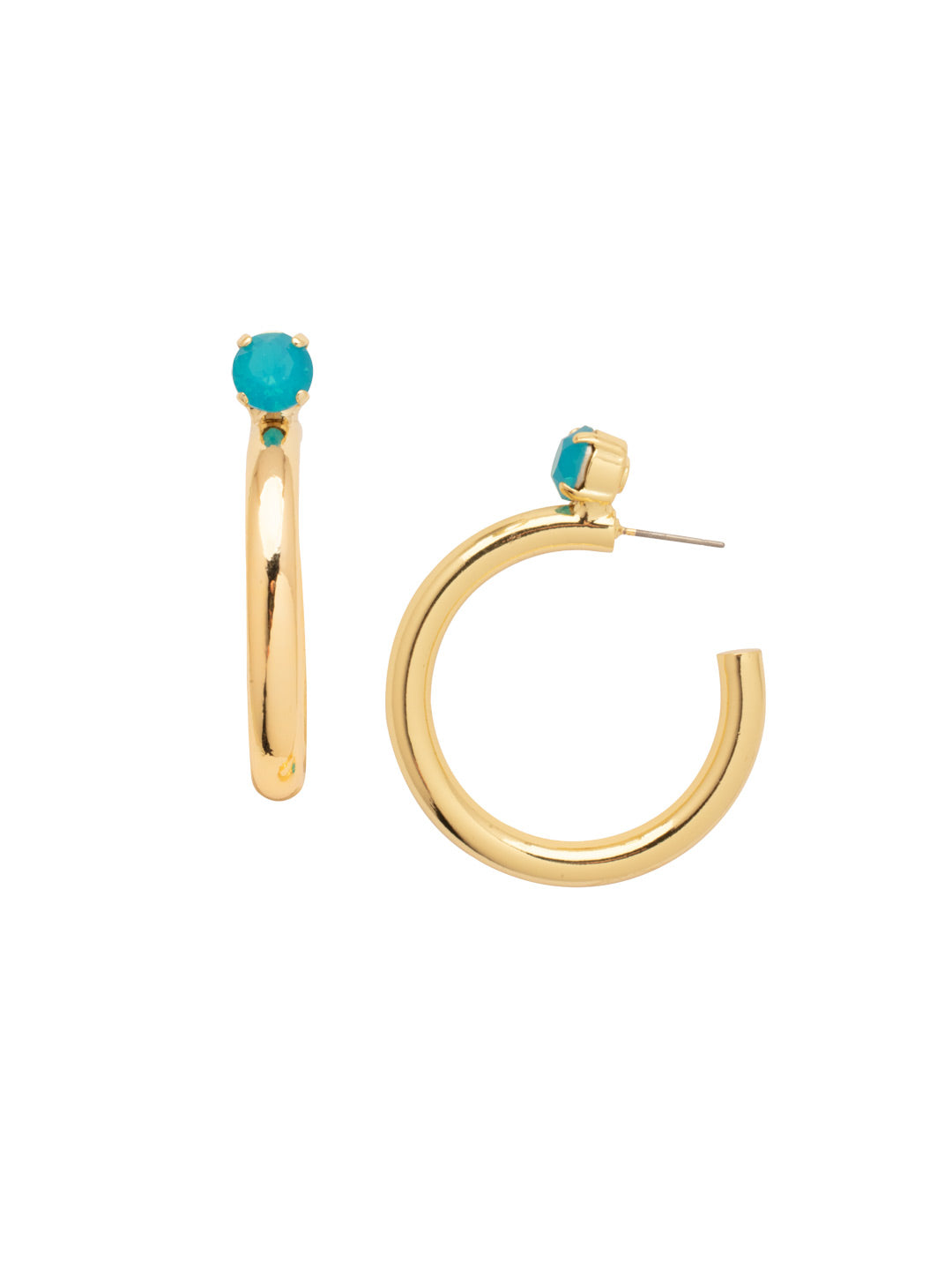 Sorrelli Caribbean Blue Opal Keeley Studded Hoop Earrings