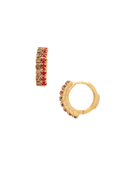 Sorrelli Maple Syrup Double Crystal Huggie Hoop Earrings