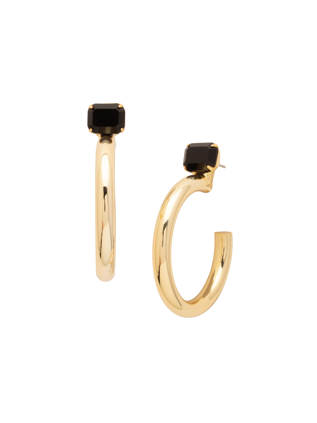 Sorrelli Jet Keeley Emerald Cut Hoop Earrings