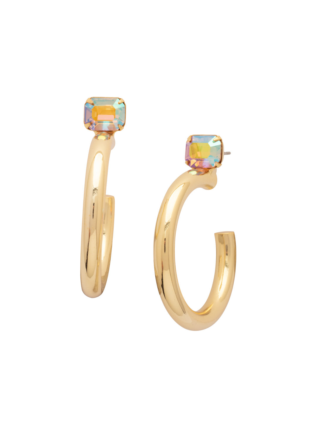 Sorrelli Light Colorado Aurora Borealis Keeley Emerald Cut Hoop Earrings