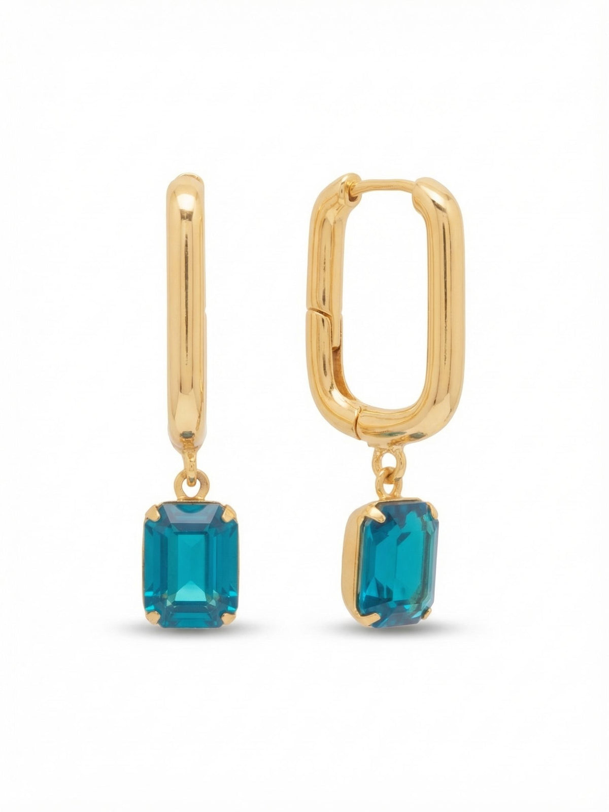 Sorrelli Caribbean Blue Opal Octavia Rectangle Hoop Earrings