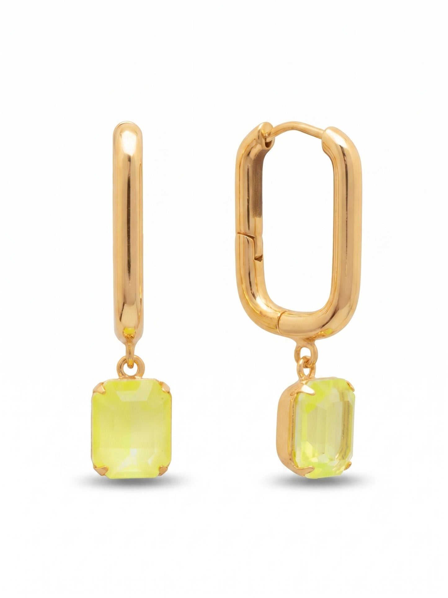 Sorrelli Electric Yellow Octavia Rectangle Hoop Earrings