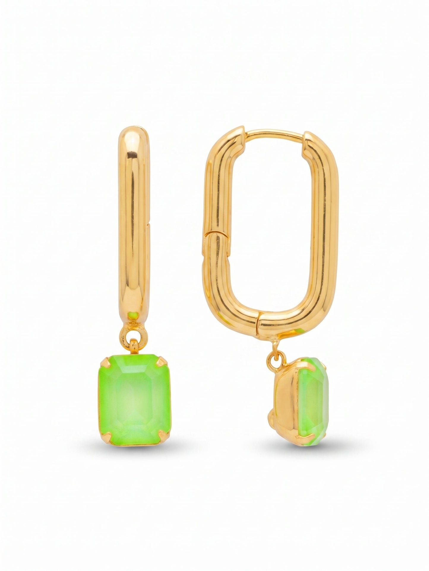 Sorrelli Electric Green Octavia Rectangle Hoop Earrings