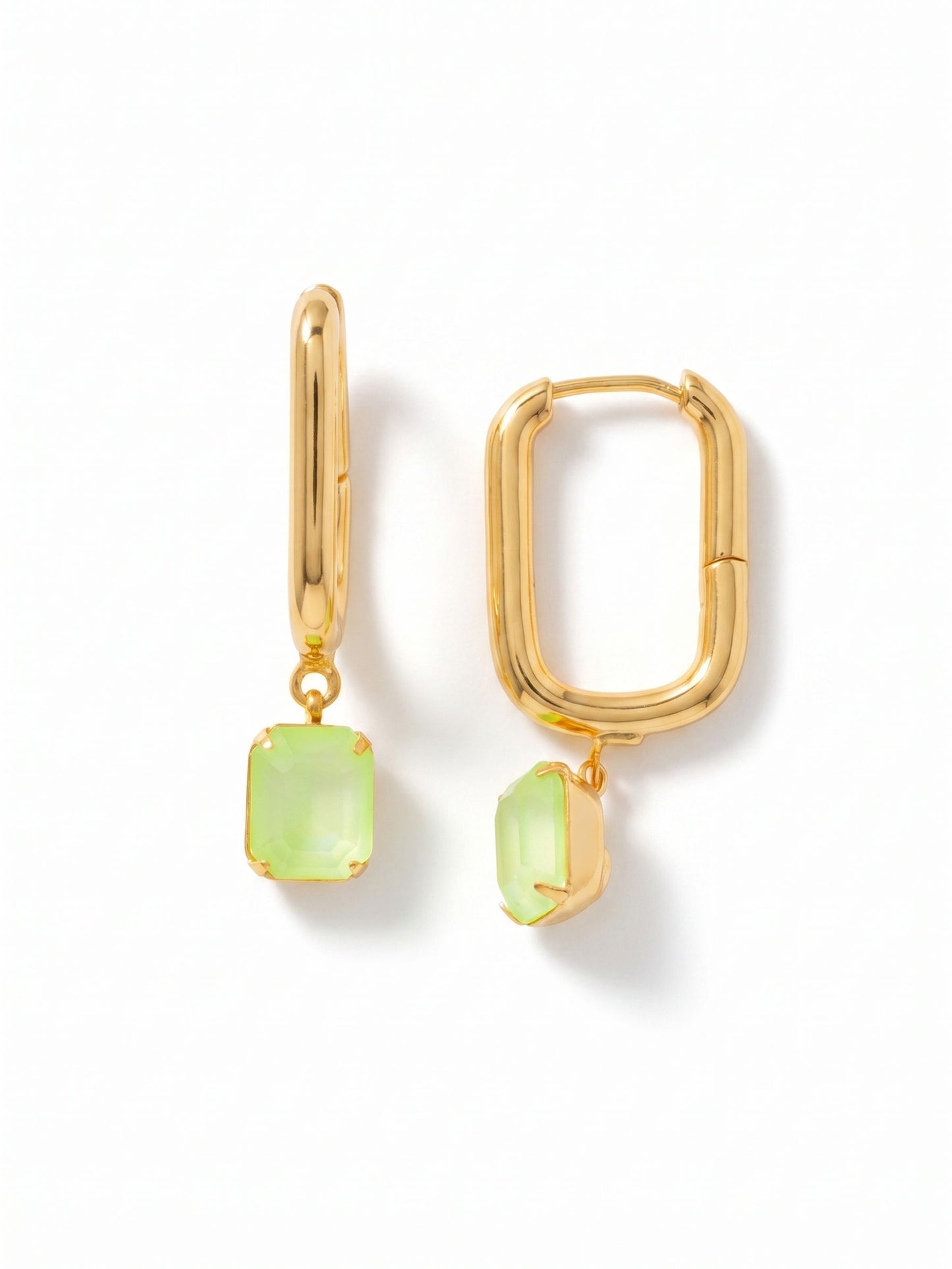 Sorrelli Lime Green Delite Octavia Rectangle Hoop Earrings