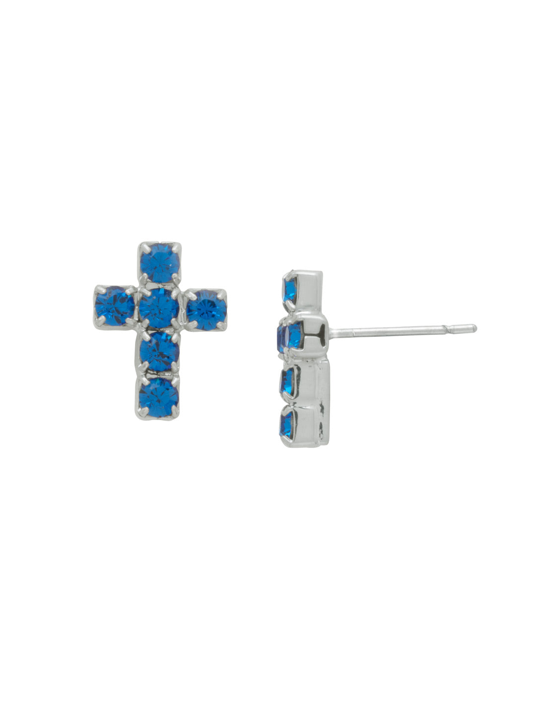 Sorrelli Sapphire Carly Cross Stud Earrings