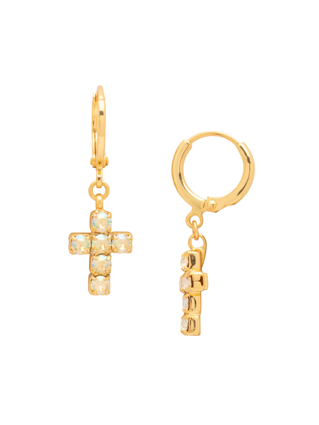 Sorrelli Jonquil AB Carly Cross Huggie Hoop Earrings
