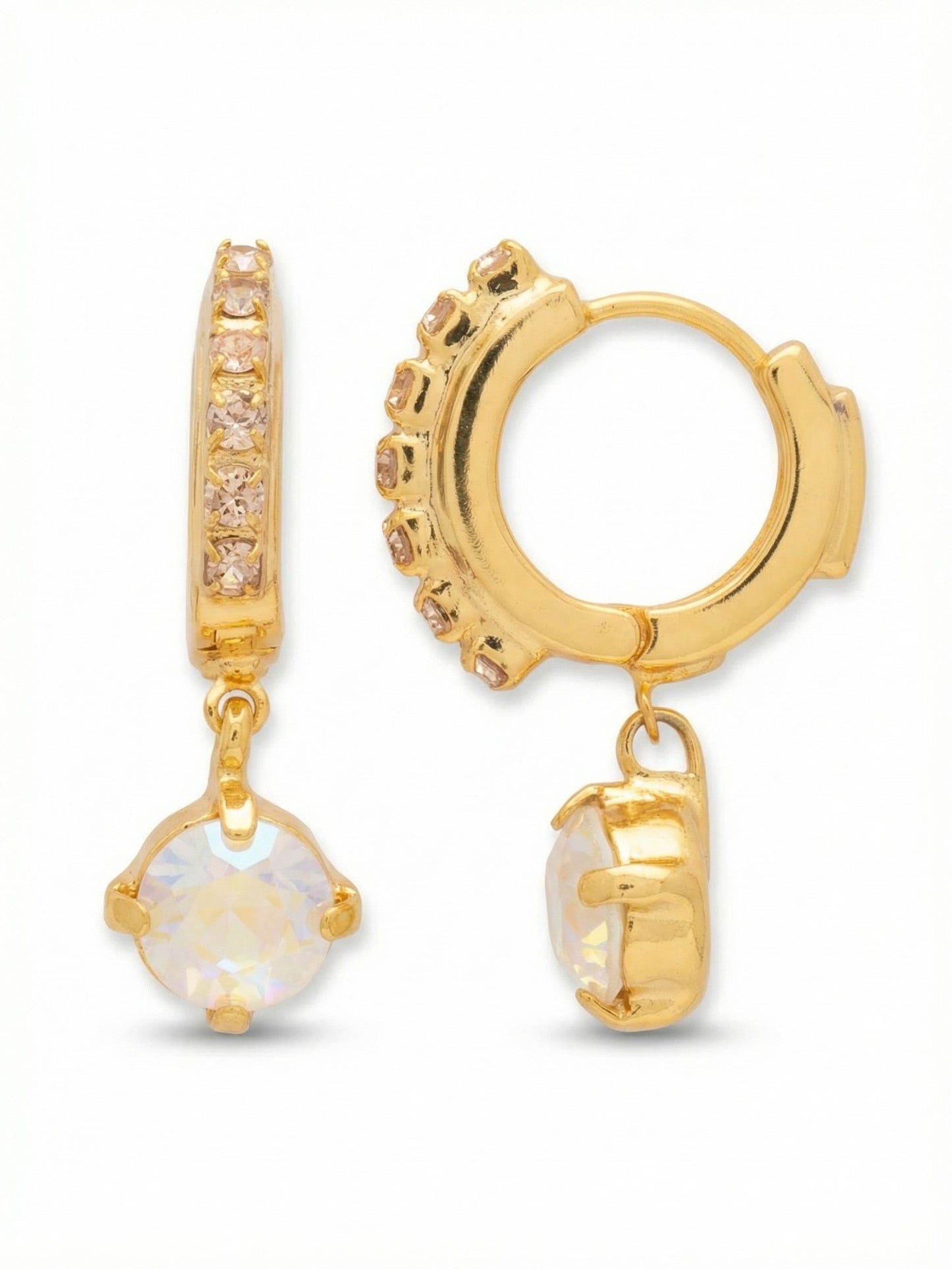 Sorrelli Golden Goddess Crystal Stud Embellished Huggie Hoop Earrings