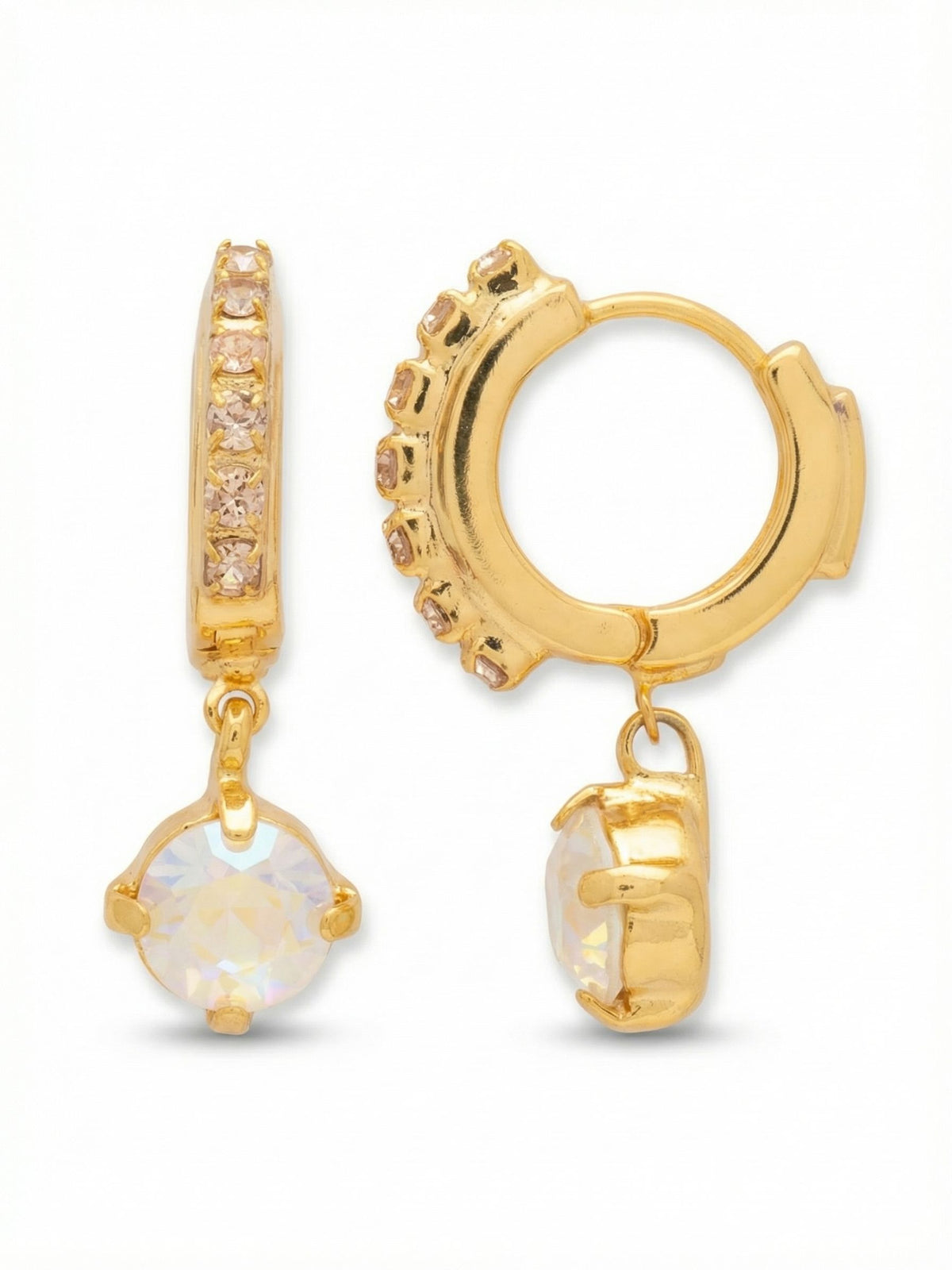Sorrelli Golden Goddess Crystal Stud Embellished Huggie Hoop Earrings