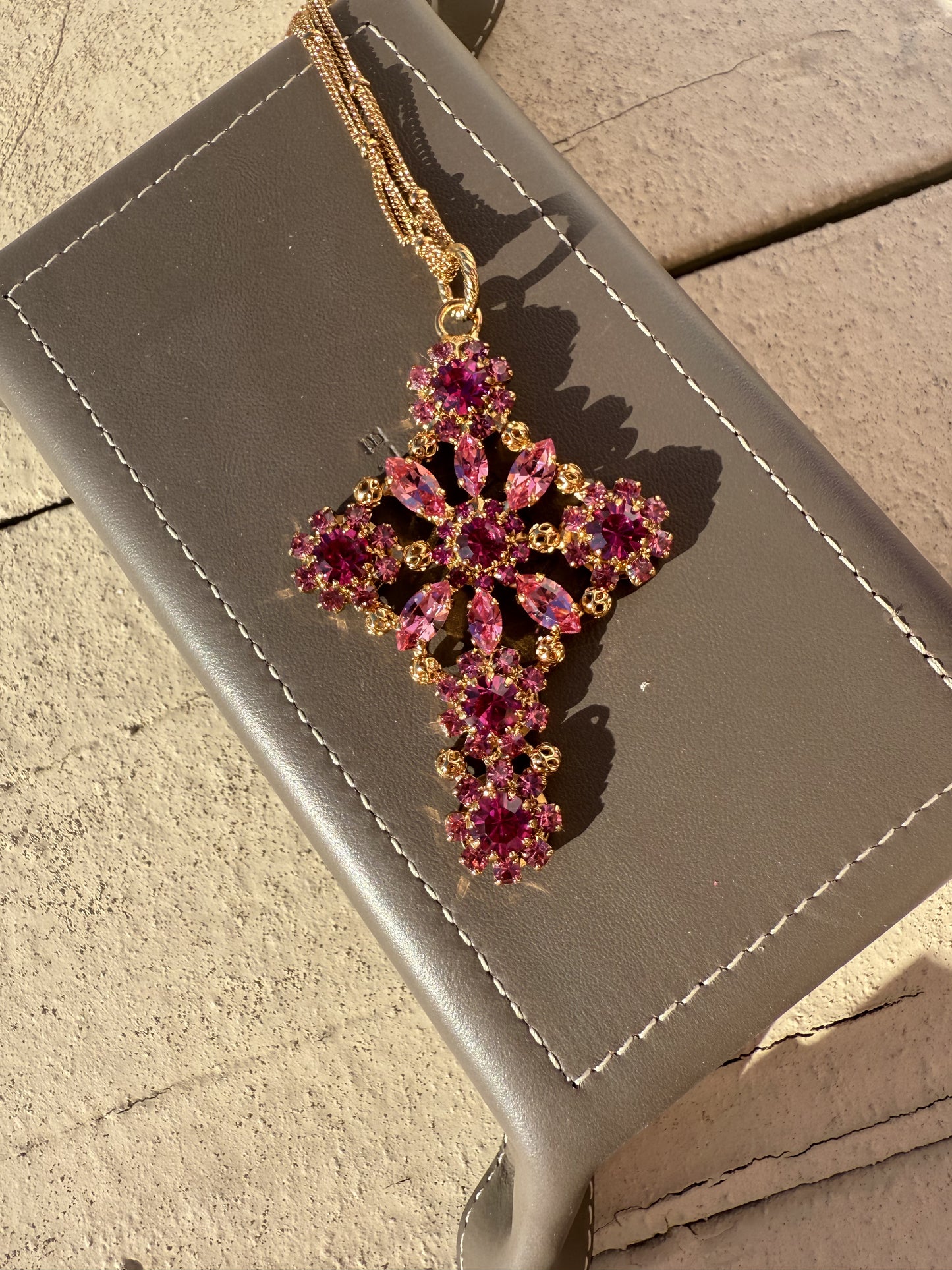 MonnaLuna Pink Cross Necklace